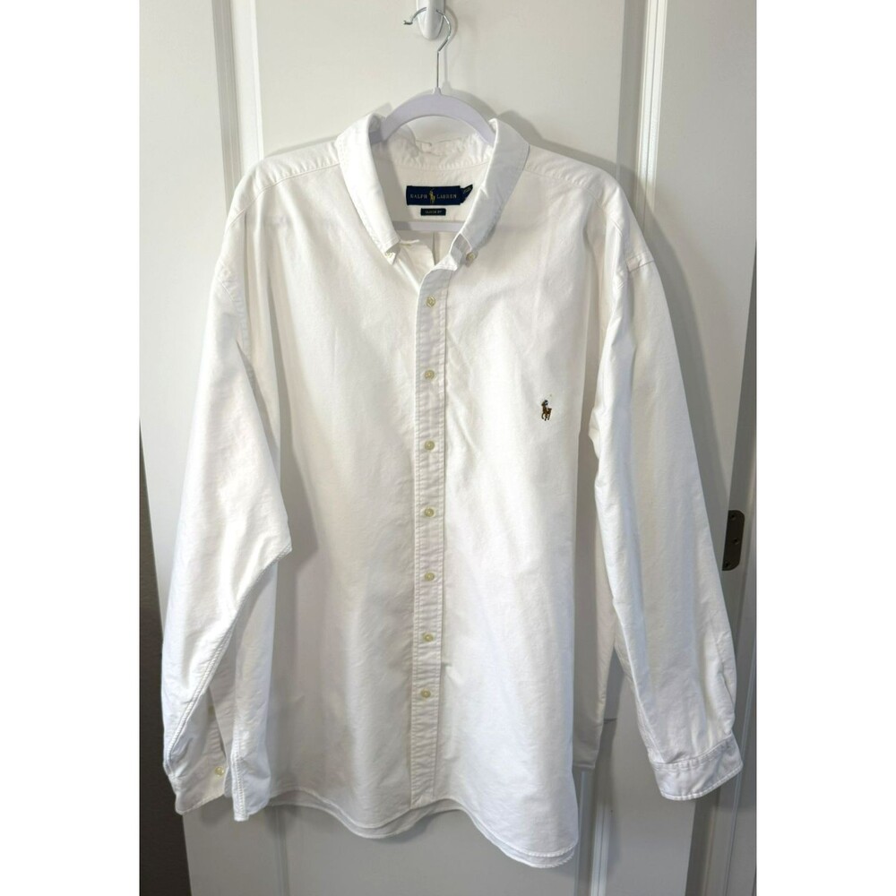 Ralph Lauren Button Down Shirt Mens 3XB Big White Classic Fit Long Sleeve Cotton